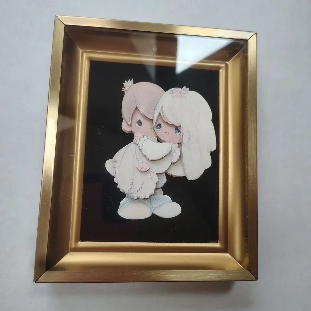 Precious Moments Gold Framed Wedding Couple Art C3